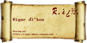 Riger Ákos névjegykártya